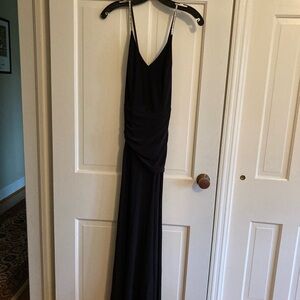 DB Studio Halter V Neck Draped Jersey Maxi Dress BLACK with sequins Size 4